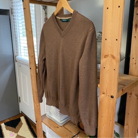 Bobby Jones Brown Merino Wool V-neck Sweater - Picture 4 of 11